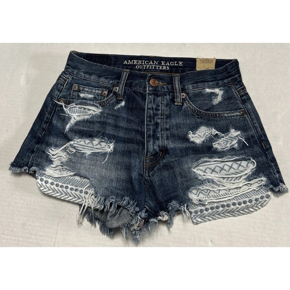 Women's American Eagle Vintage Hi Rise Festival Studded Pockets Sz 00‎